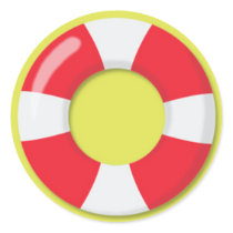 Red and White  Lifeguard Rubber Ring Floatie Round Sticker