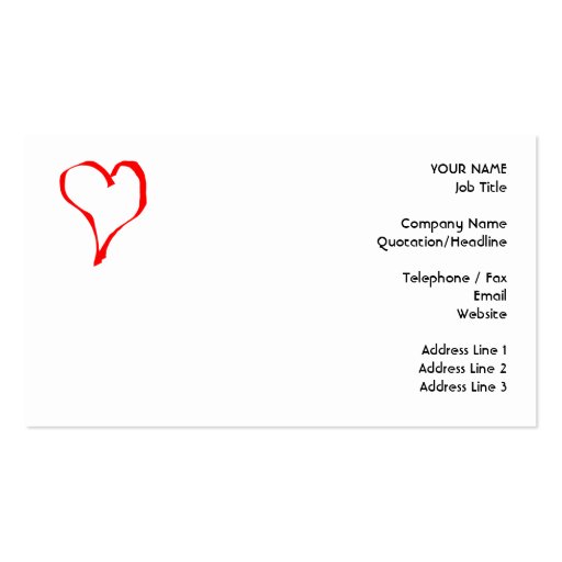 Red and White Love Heart Design. Business Card