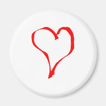 Red and White Love Heart Design. Fridge Magnets
