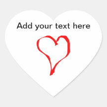Red and White Love Heart Design. Heart Sticker
