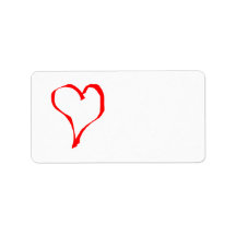 Red and White Love Heart Design. Personalized Address Labels