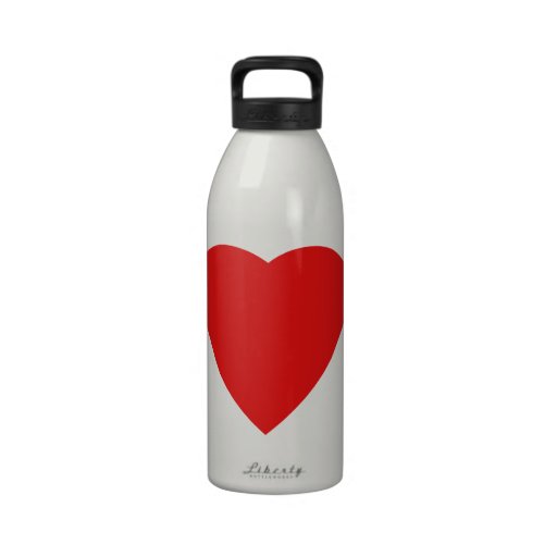 Red and White Love Heart Design. Drinking Bottle