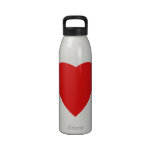 Red and White Love Heart Design. Reusable Water Bottle