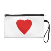 Red and White Love Heart Design. Wristlet Purses