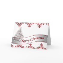 Red and White Marry Christmas Ribbon card