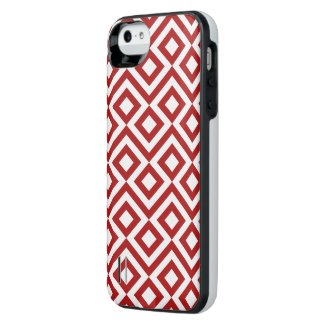 Red and White Meander iPhone SE/5/5S Battery Case