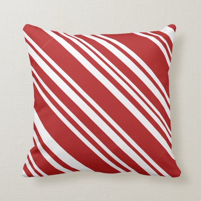 Red and White Modern Peppermint Stripe Pillow