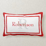 Red and White Monogram Name Keepsake Pillow pillows