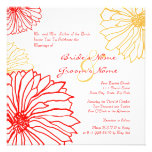 Red and White Mum Flowers Wedding Invitation