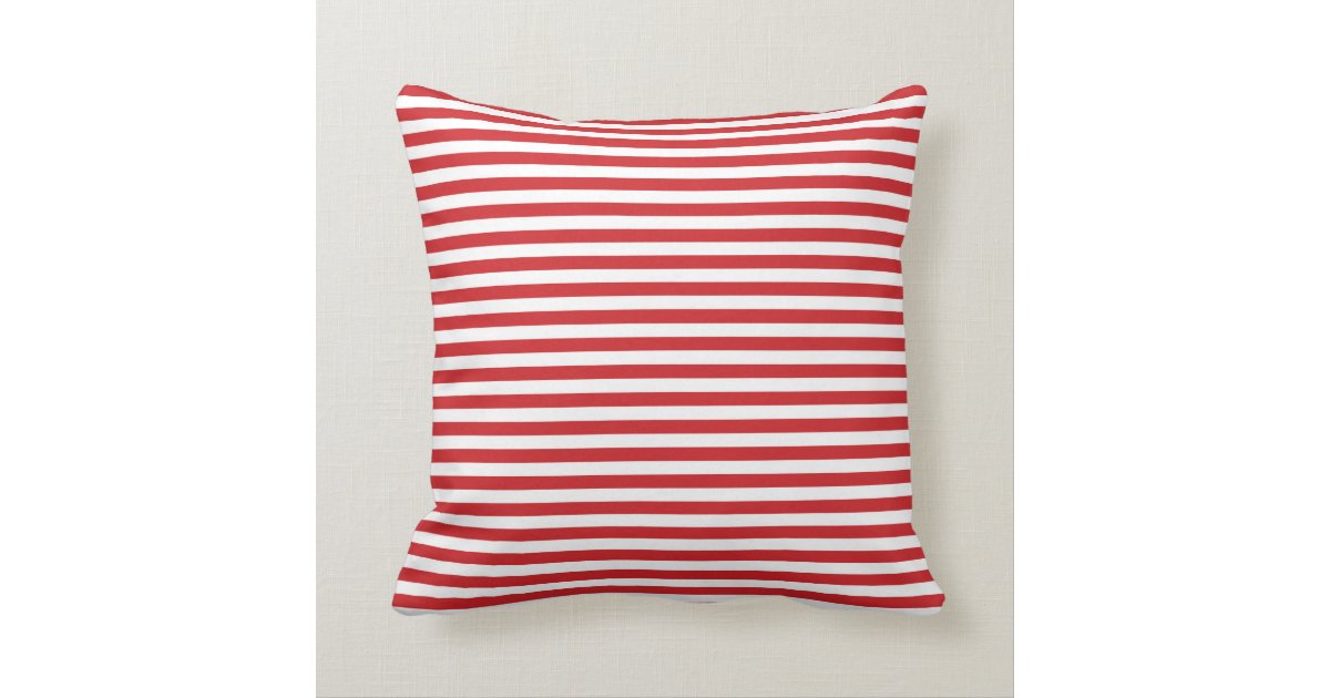 Red and White Nautical Stripes Throw Pillow Zazzle