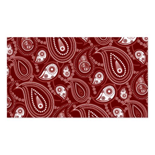 Red and White Paisley Business Card (back side)