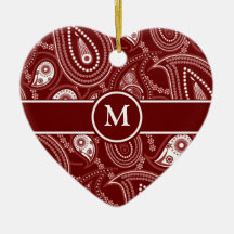 Red and White Paisley Christmas Tree Ornaments