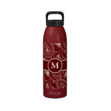 Red and White Paisley Drinking Bottles