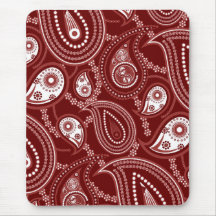 Red and White Paisley Mouse Pads
