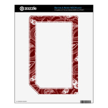 Red and White Paisley Skin For The NOOK Color