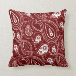 Red and White Paisley Throw Pillows