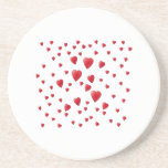 Red and White Pattern of Love Hearts. Beverage Coaster