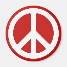 Red and White Peace Symbol Magnets