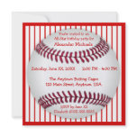Red and White Pinstripes Baseball Birthday Party invitations