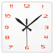 Red and White Plain>Square Kitchen Wall Clock at Zazzle