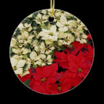 Red and White Poinsettias 2-Sided Ornament