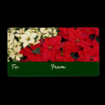 Red and White Poinsettias Gift Tag Personalized Shipping Labels