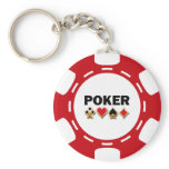 RED AND WHITE POKER CHIP KEYCHAIN