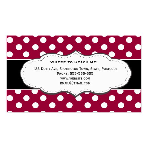 Red and White Polka Dot Business Cards (back side)