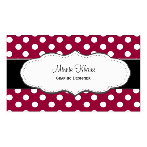 Red and White Polka Dot Business Cards (front side)