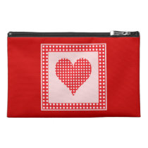 Red and White Polka Dot Heart Pattern Travel Accessory Bags
