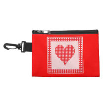 Red and White Polka Dot Heart Pattern Accessory Bags
