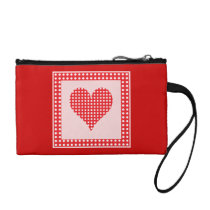 Red and White Polka Dot Heart Pattern Coin Purse