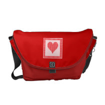 Red and White Polka Dot Heart Pattern Courier Bag