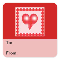 Red and White Polka Dot Heart Pattern Gift Tags Stickers
