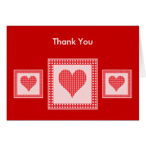 Red and White Polka Dot Heart Thank You Greeting Card