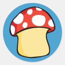Red and White Polka Dot Mushroom Stickers