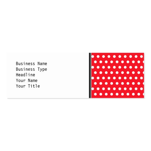 Red and White Polka Dot Pattern. Spotty. Business Card Template (front side)