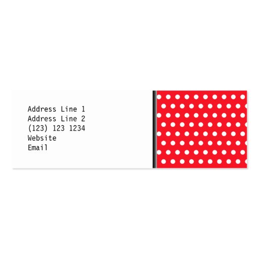 Red and White Polka Dot Pattern. Spotty. Business Card Template (back side)