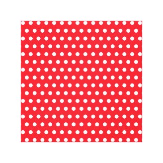 Red and White Polka Dot Pattern. Spotty. Gallery Wrap Canvas
