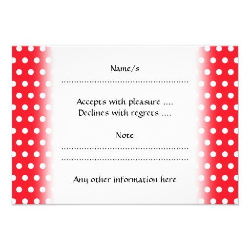 Red and White Polka Dot Pattern. Spotty. Personalized Invites