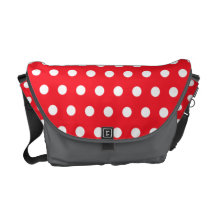 Red and White Polka Dot Pattern. Spotty. Messenger Bags