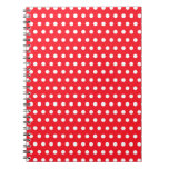 Red and White Polka Dot Pattern. Spotty. Notebook
