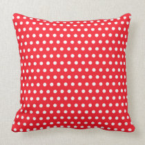 Red and White Polka Dot Pattern. Spotty. Throw Pillow