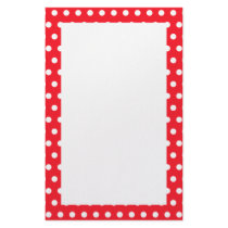 Red and White Polka Dot Pattern. Spotty. Stationery Paper