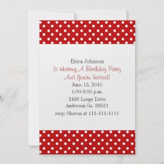 Red and White Polka Dot Print Party Invitation invitation