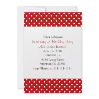 Red and White Polka Dot Print Party Invitation invitation