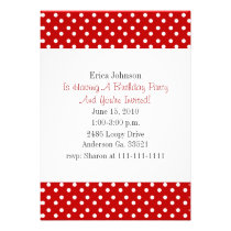 Red and White Polka Dot Print Party Invitation invitations