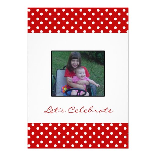 Red and White Polka Dot Print Party Invitation