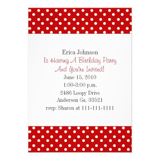 Red and White Polka Dot Print Party Invitation