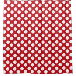 Red and White Polka Dot Shower Curtain